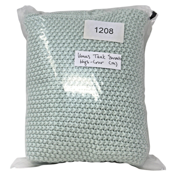 Asymmetric Cable Knit Tank Sweater Women M Seafoam Green Coastal Chunky Cozy Y2k - Picture 13 of 13